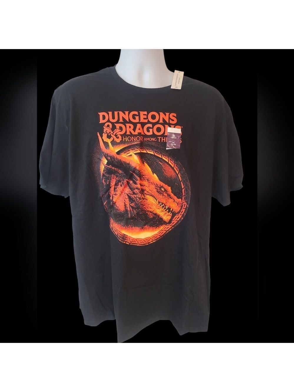 Dungeons & Dragons Black T-Shirt with Orange Dragon Size 2XL